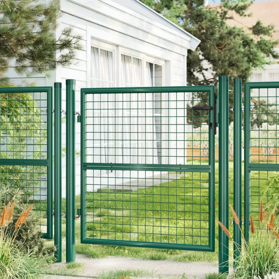 Portão de jardim em aço galvanizado 106 x 6 x 150 cm Verde