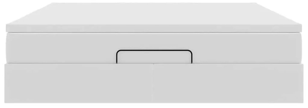 Estrutura de cama otomana com colchão branco couro falso
