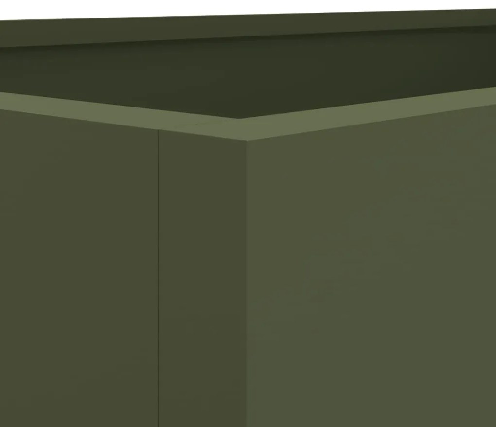 Vaso/floreira 62x30x29 cm aço verde azeitona