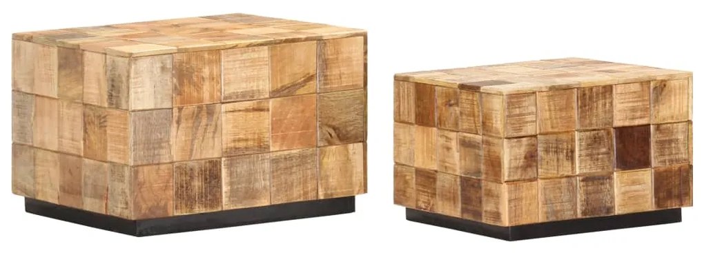Mesas de centro 2 pcs c/ design blocos madeira mangueira áspera