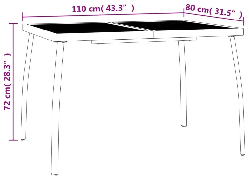 3 pcs conjunto de jantar para jardim aço antracite