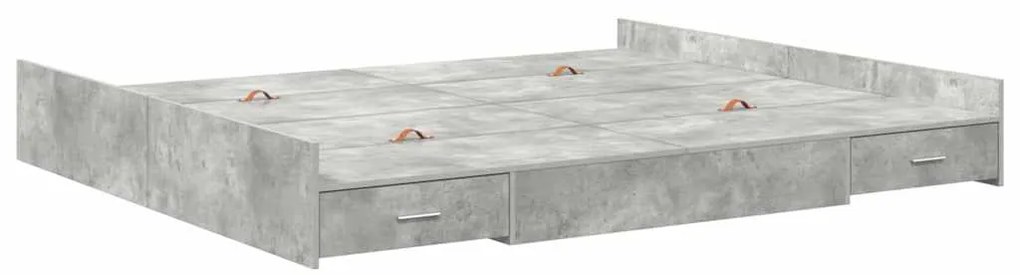 Estrado de cama com arrumação Cinzento cimento 200 x 200 cm