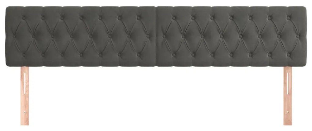 Cabeceira de cama 2 pcs veludo 90x7x78/88 cm cinzento-escuro