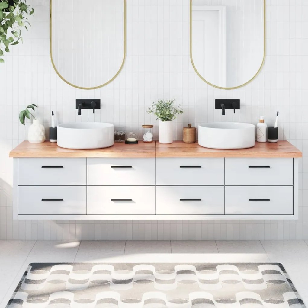 3156173 vidaXL Bancada p/ WC 200x50x4 cm madeira maciça tratada castanho-claro
