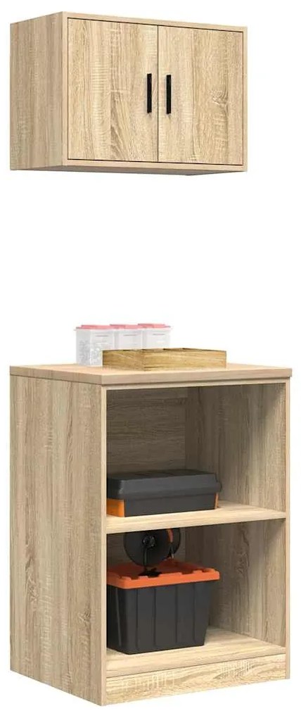 Armários de garagem 2pcs derivados de madeira carvalho sonoma