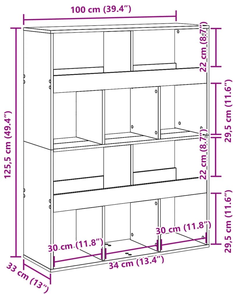 Estante 100x33x125,5 cm derivados de madeira cinzento cimento