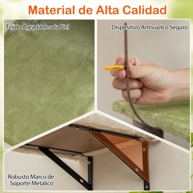 Conjunto de móveis para gatos 3 em 1 com prateleiras de parede modulares com cama e arranhador cinza