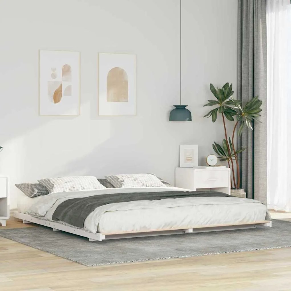 Estrutura de cama de chão Branco 180 x 220 cm
