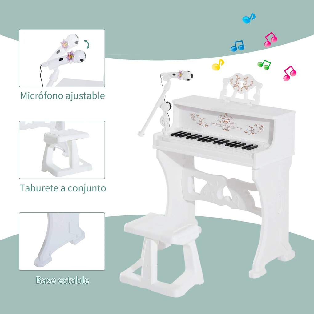Piano Elétrico Infantil de 37 Teclas Conjunto de Piano com Microfone B