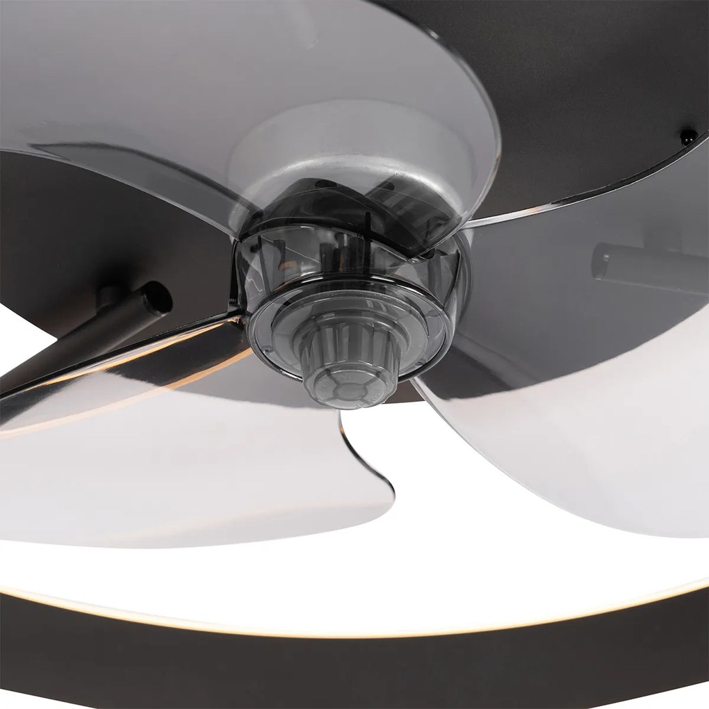 Ventilador de teto preto com LED e controlo remoto - Maddy Moderno