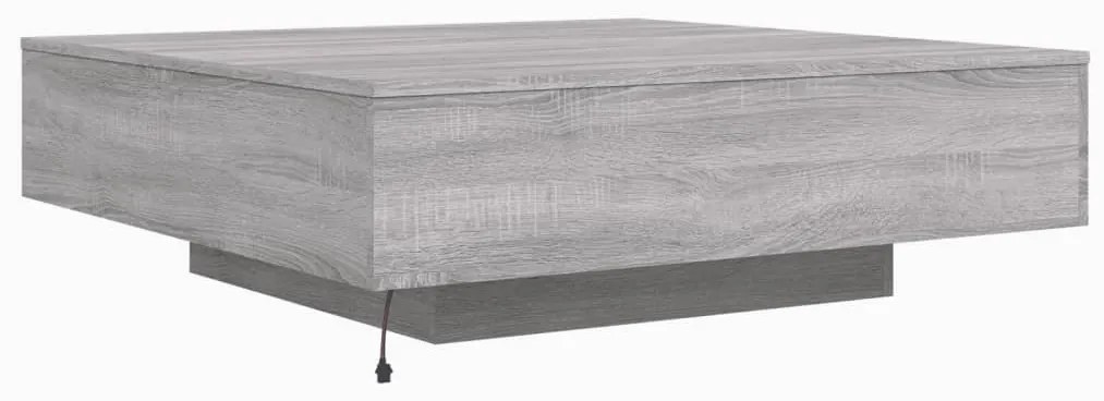 Mesa de centro com luzes LED 100x100x31 cm cinzento sonoma