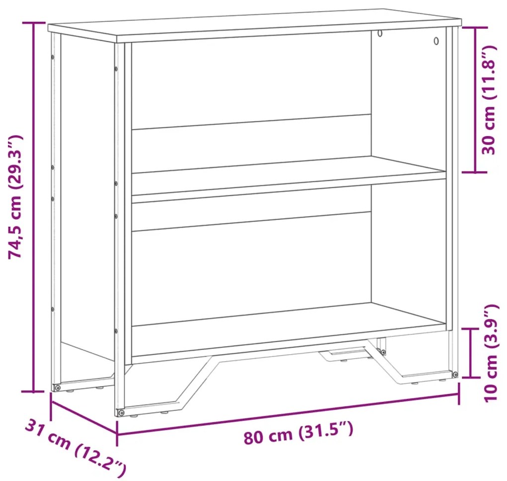 Estante 80x31x74,5 cm derivados de madeira cinzento sonoma