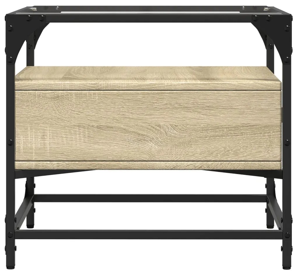 Mesa de centro c/topo de vidro 50x50x45cm carvalho sonoma aço