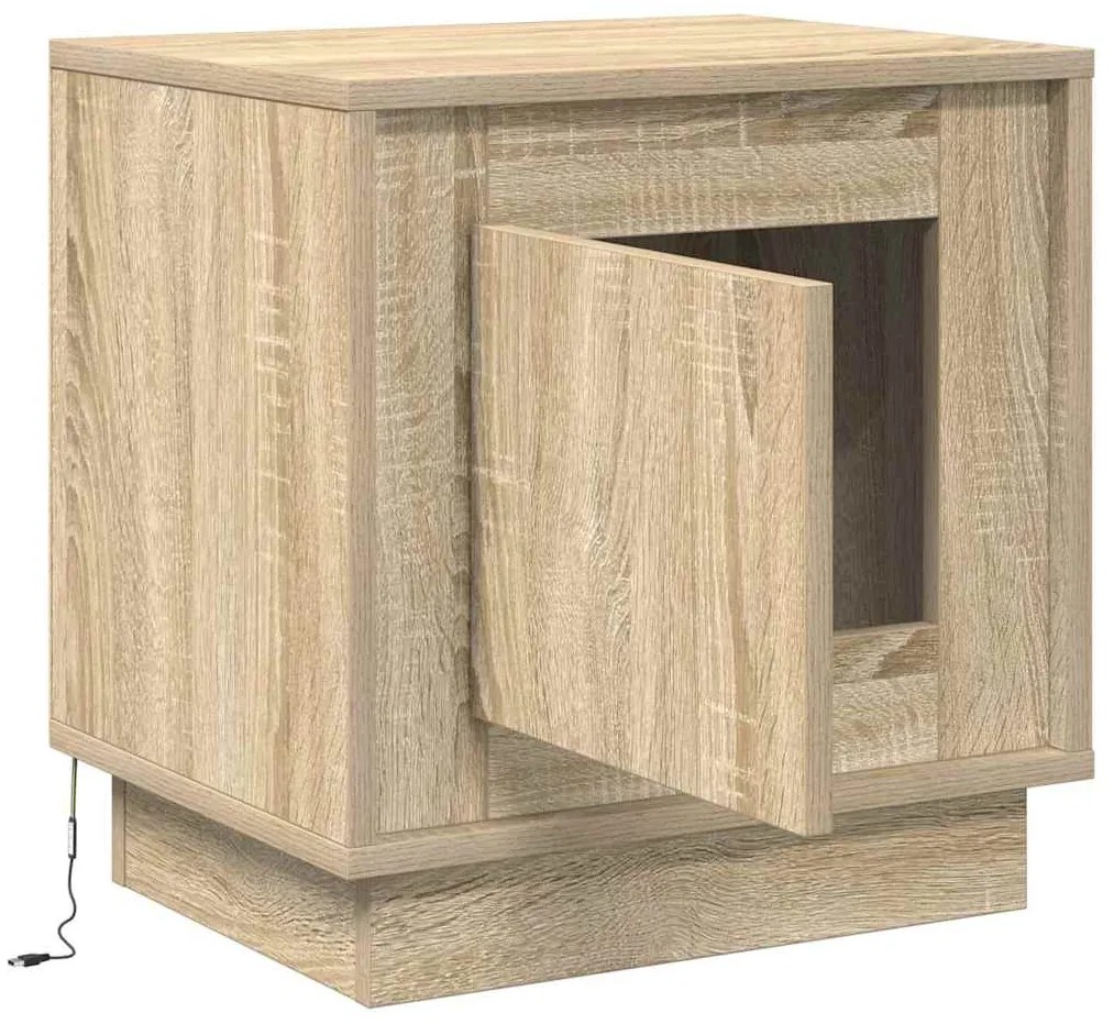 Criados-mudos com Luzes LED 2 pcs Carvalho Sonoma 44x34,5x45 cm