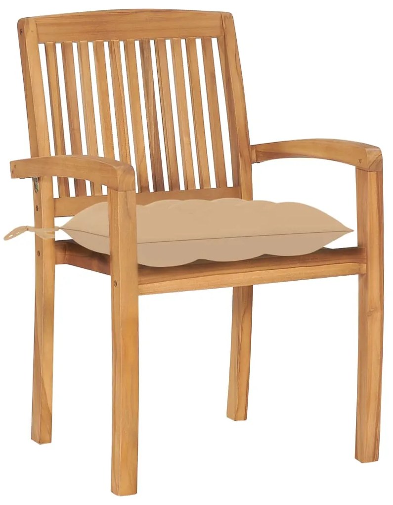 Cadeiras de jardim empiháveis c/ almofadões 8 pcs teca maciça