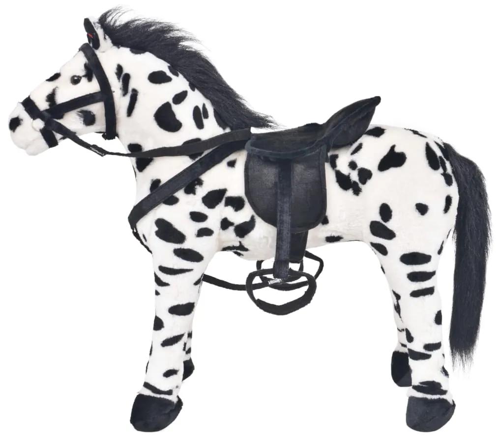 Brinquedo de montar cavalo peluche preto e branco XXL