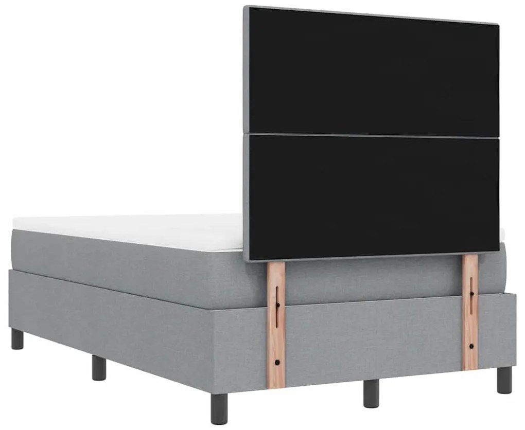 Cama Box com Colchão e Banco Cinza Claro 120x200 cm Tecido