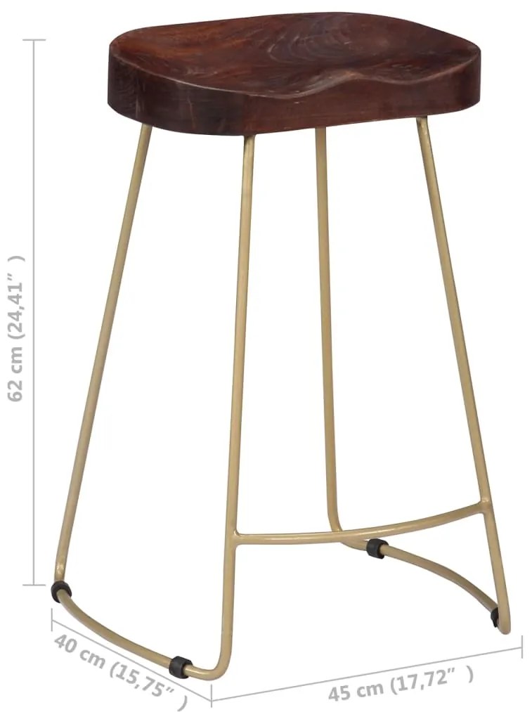 Bancos de bar Gavin 2 pcs madeira mangueira maciça
