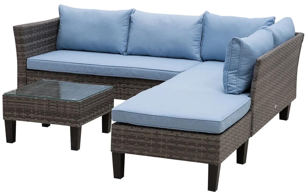 Conjunto de vime ao ar livre com almofadas inclui sofás mesa de café e pufe