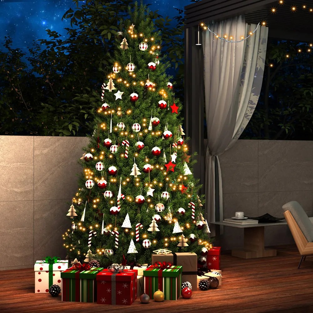 Corrente luminosa de Natal Transparente de 60 m com luzes Branco Quente
