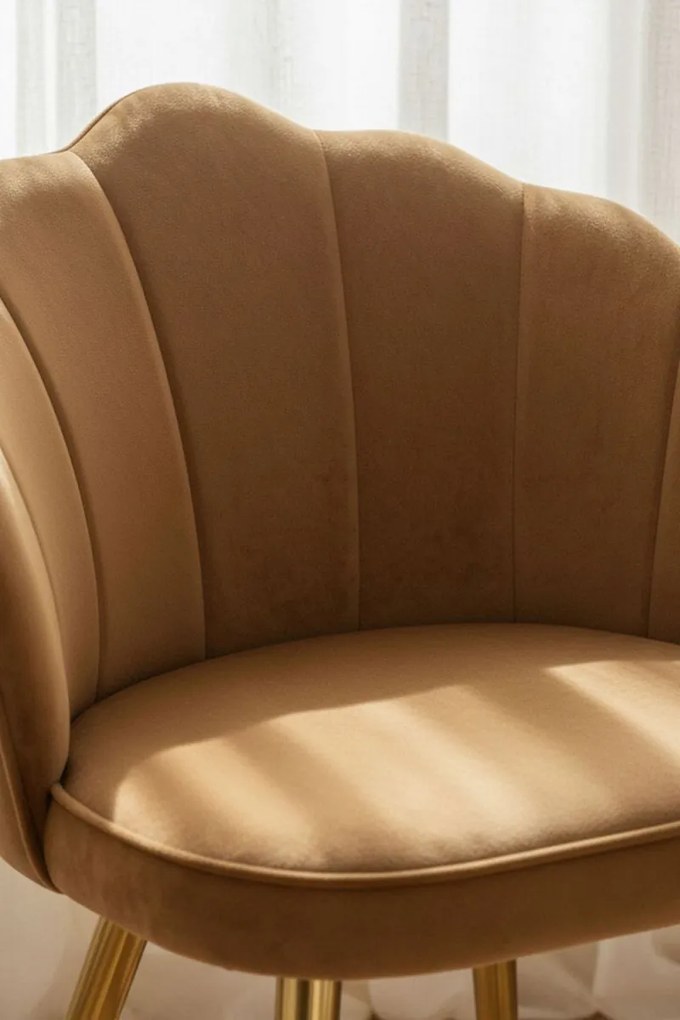 Cadeira Blume Gold Veludo - Castanho Claro