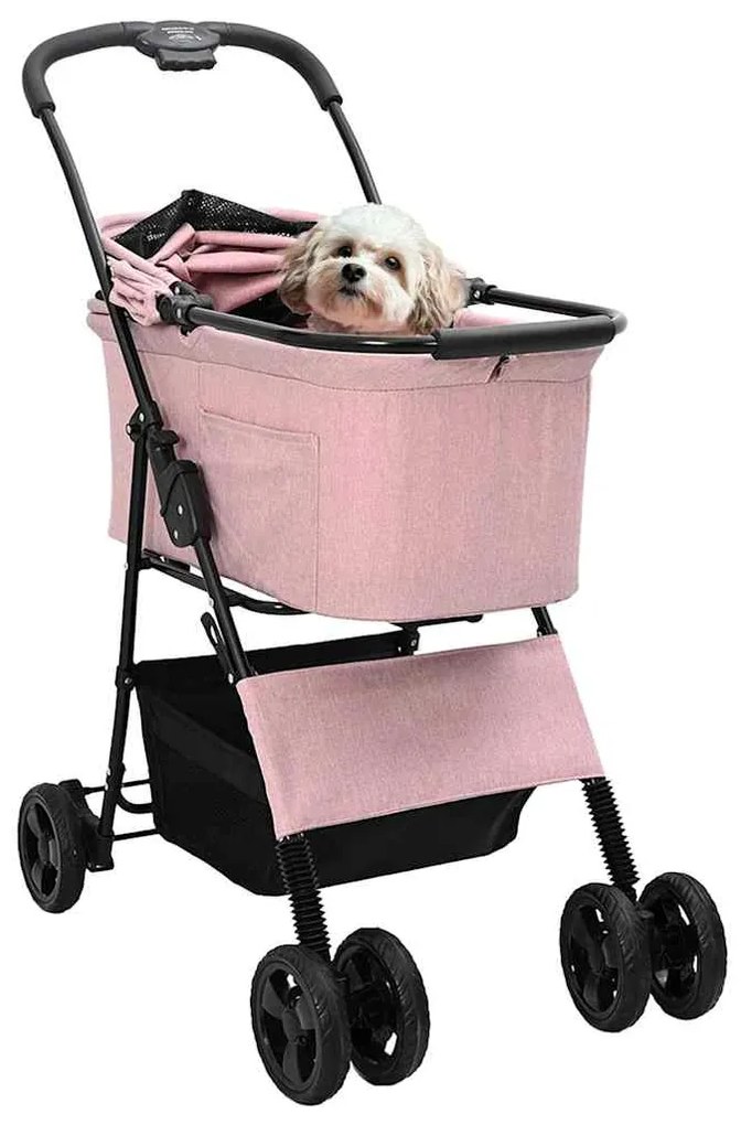 Carrinho de Pet Dobrável Rosa 81 x 47 x 99 cm Tecido Oxford