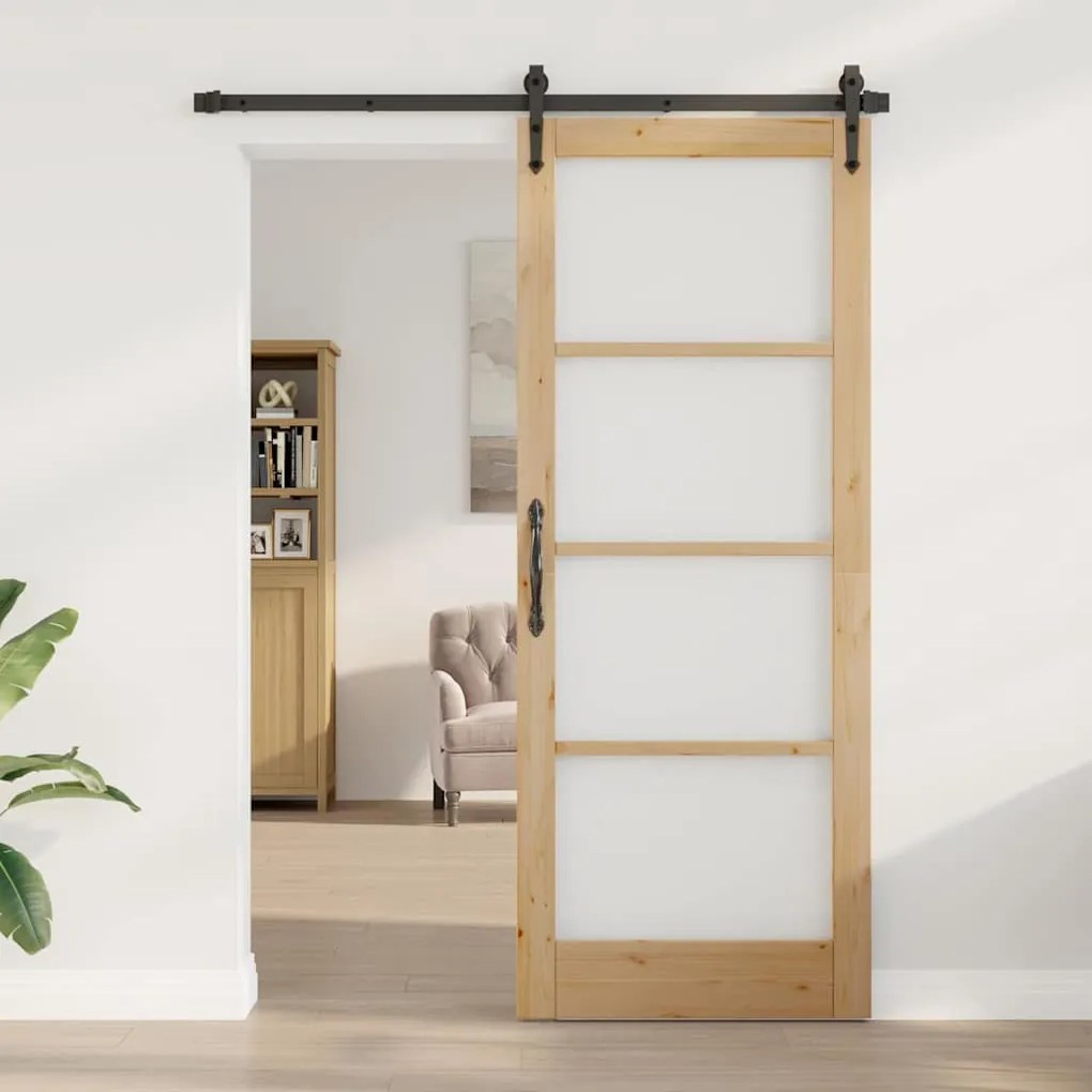 porta interna com vidro "ORKDAL" 83x211x4 cm Madeira de Pinheiro Sólid