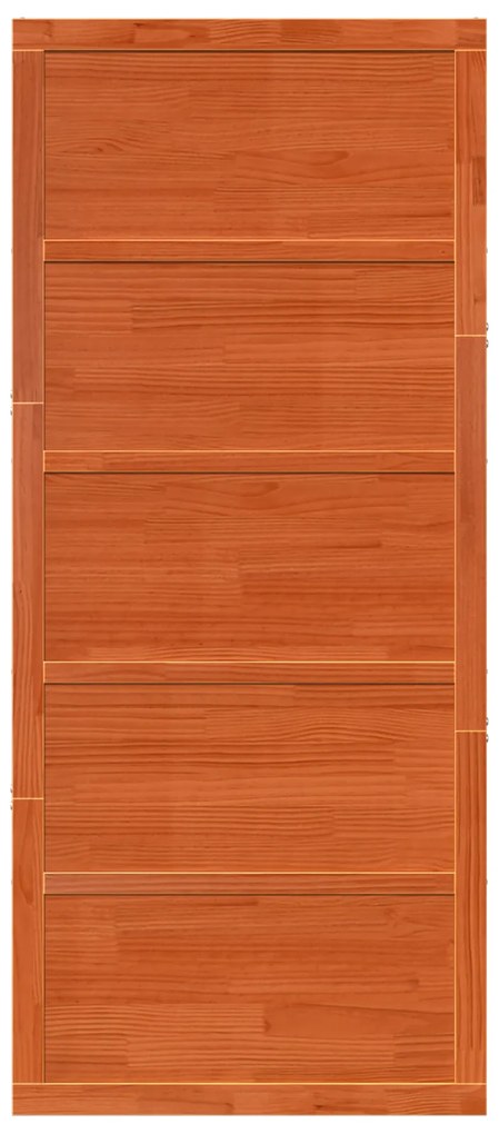 Porta de Celeiro Castanho Encerado 80x208 cm Madeira Sólida Pinho