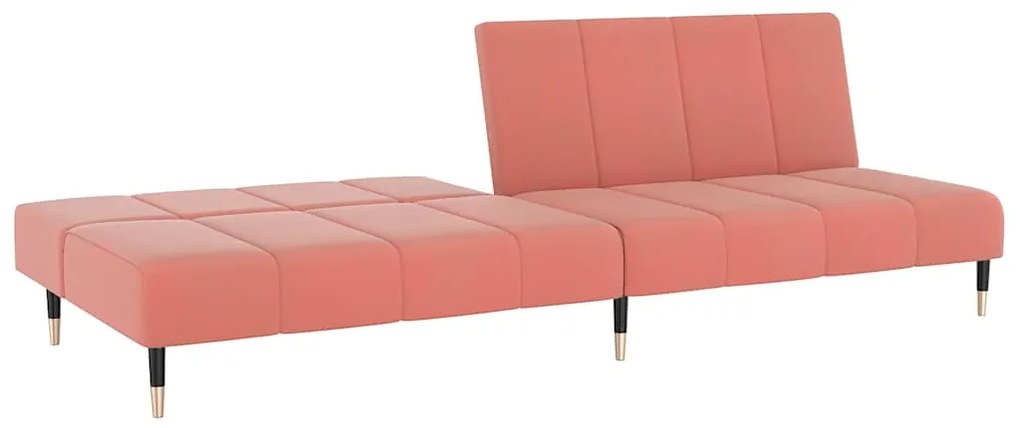 Sofá-cama de 2 lugares veludo rosa