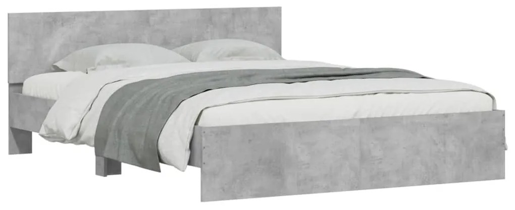 Estrutura de cama com cabeceira 140x200 cm cinzento cimento