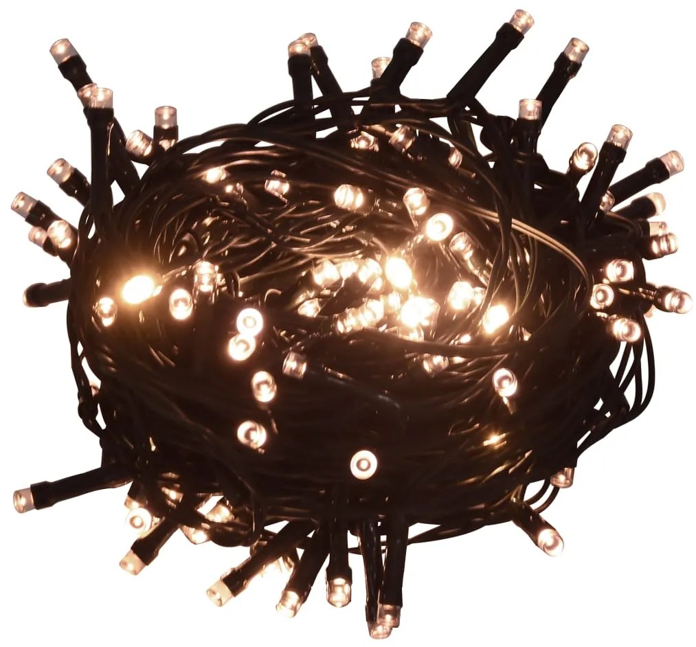 50696 vidaXL Cordão de luzes 1000 LED 100 m 8 efeitos iluminação IP44 branco quente