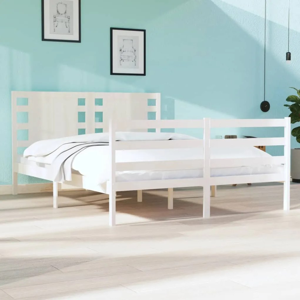 vidaXL Cama sem colchão 120x190 cm madeira de pinho maciça branco