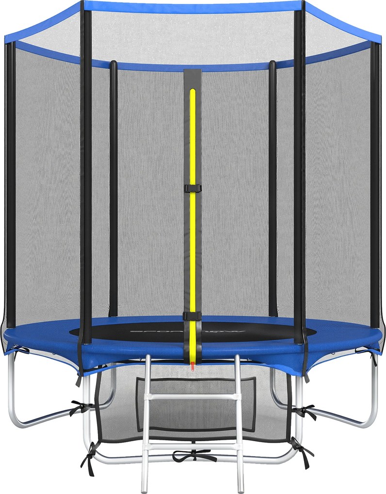 SPORTNOW Trampolim para Crianças Exterior Ø183 cm com Rede de Segurança Escada de 2 Degraus Cobertura de Molas Saco de Armazenamento Azul | Aosom Portugal