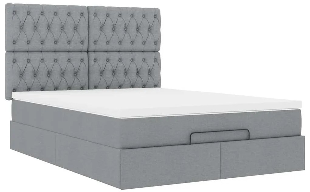 Estrutura de cama otomana com colchão 140x190 cm cinzento claro