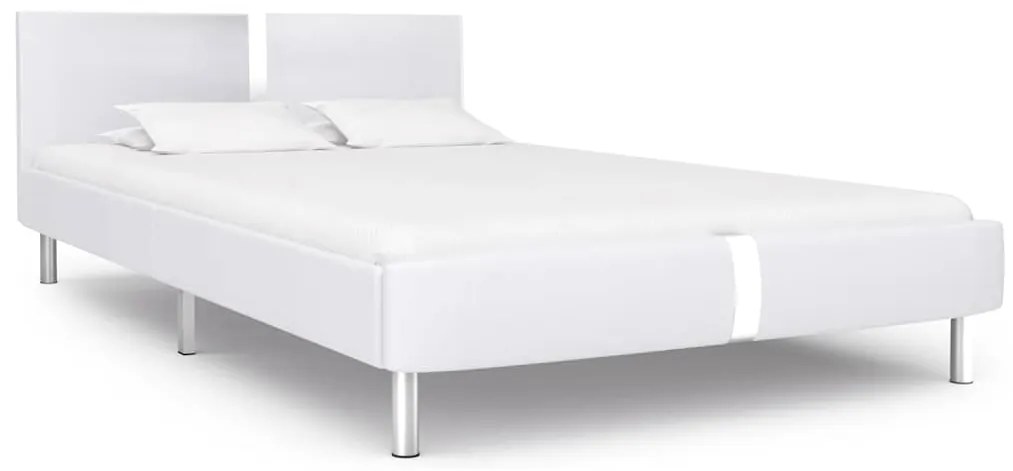 Estrutura de cama sem colchão 135x190cm couro artificial branco