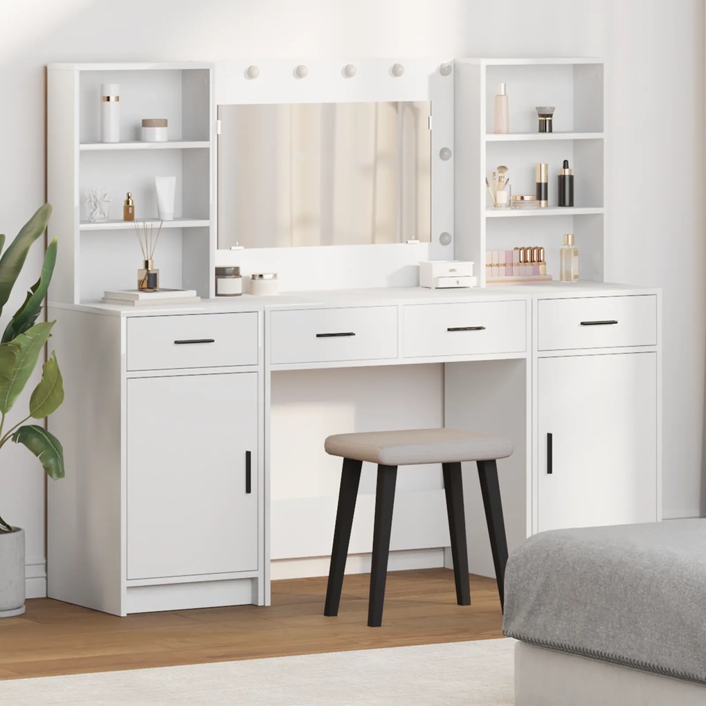 Conjunto de 3 Peças de Mesa de Maquiagem vidaXL em MDF Branco