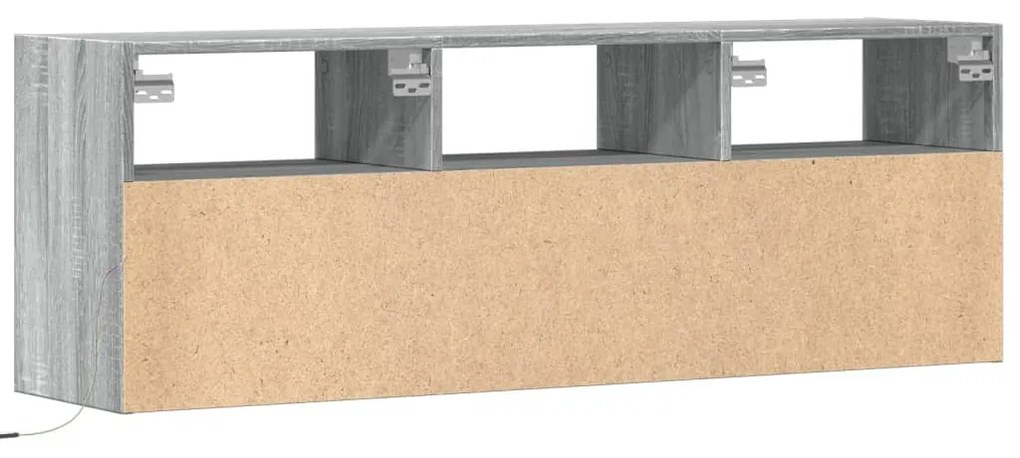 Móvel de parede p/ TV c/ luzes LED 130x31x45 cm cinzento sonoma