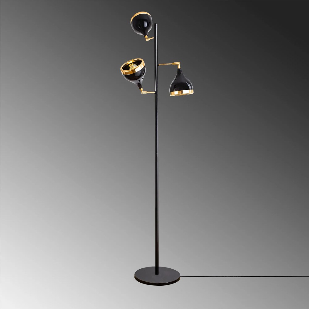 Candeeiro de Pé Yildo – Preto e Dourado – 163 cm