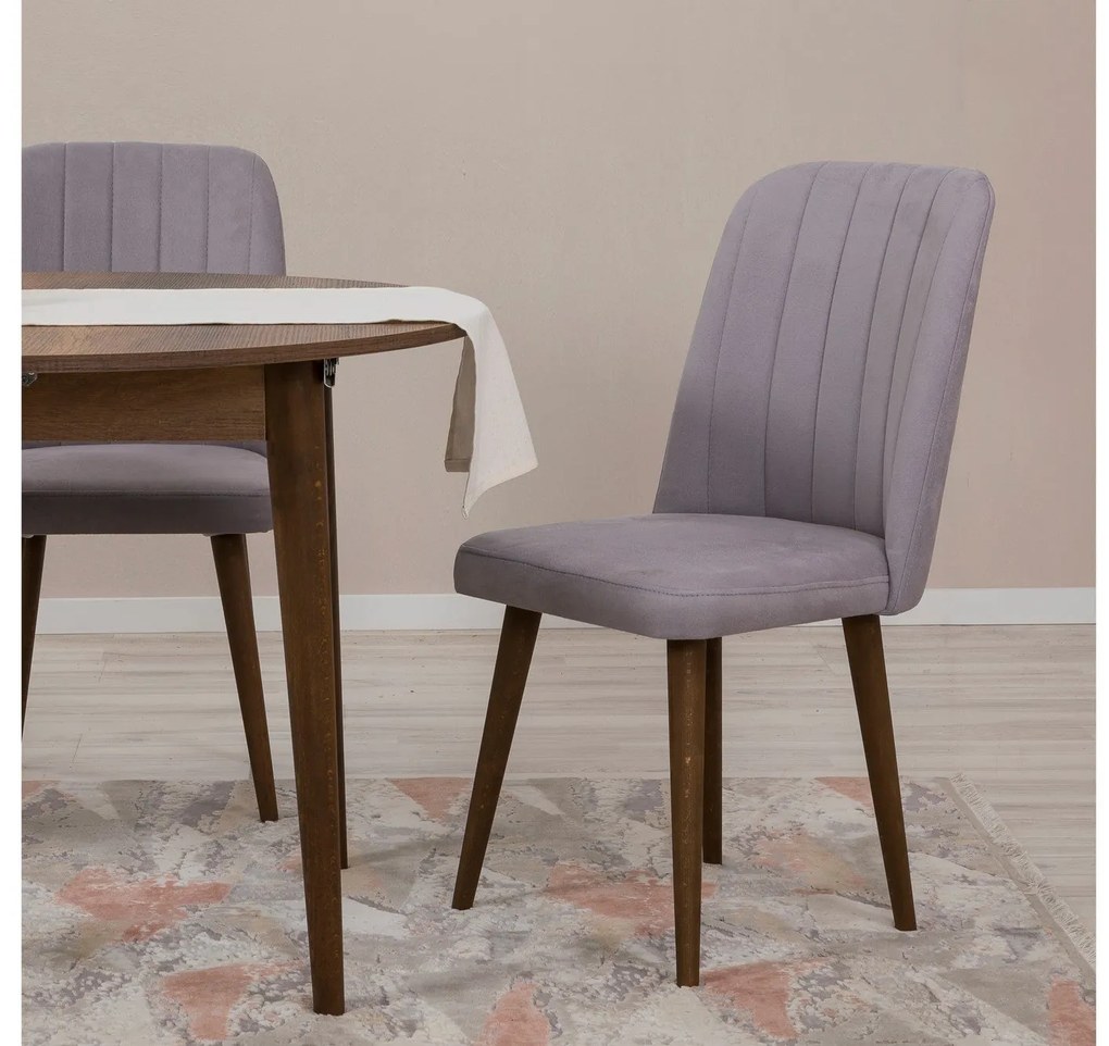 Conjunto de Mesa de Jantar Extensível Vina – Nogueira e Cinza – Mesa 1