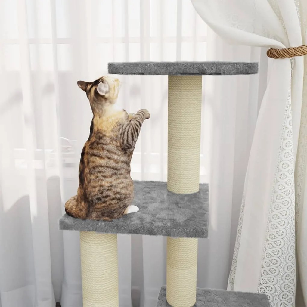 Árvore Arranhador para Gatos de 92 cm em Sisal - Cinza Claro