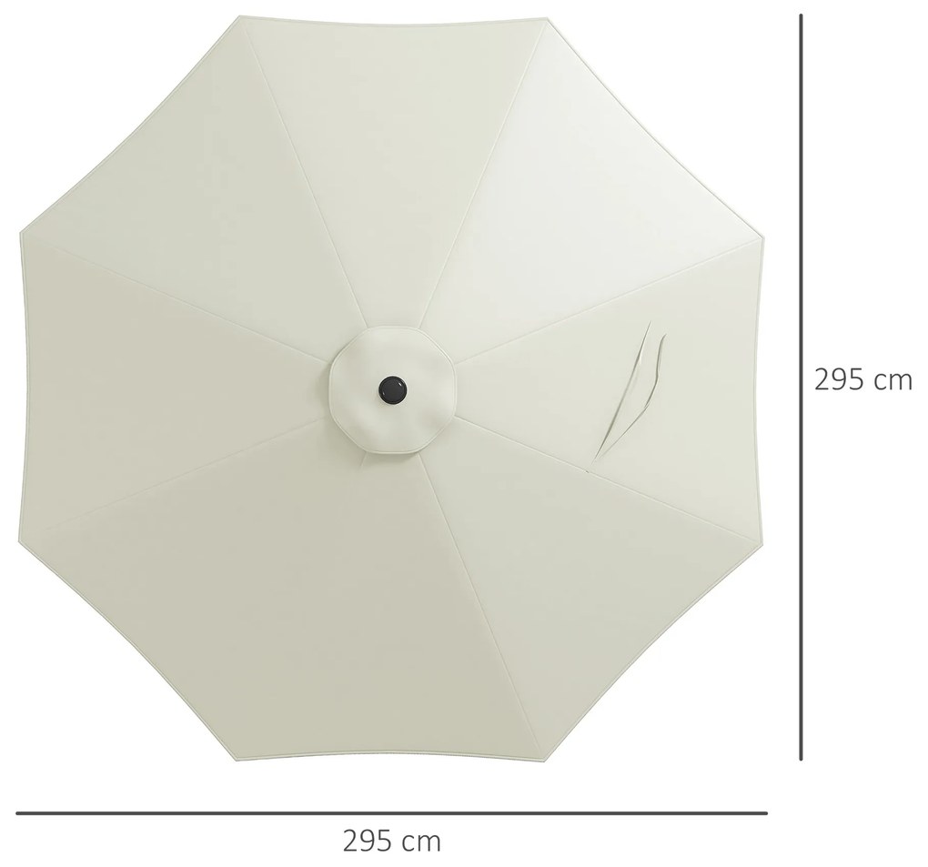 Toldo de Substituição para Chapéu de Sol de 3 m com Ventilação Superior para Exterior Jardim Pátio Piscina Creme