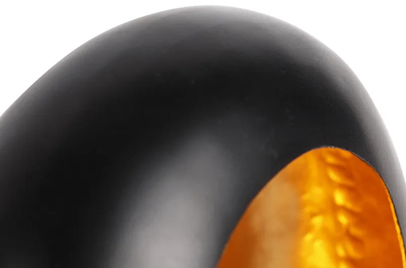 Candeeiro de mesa design preto com interior dourado 36 cm - Cova Design