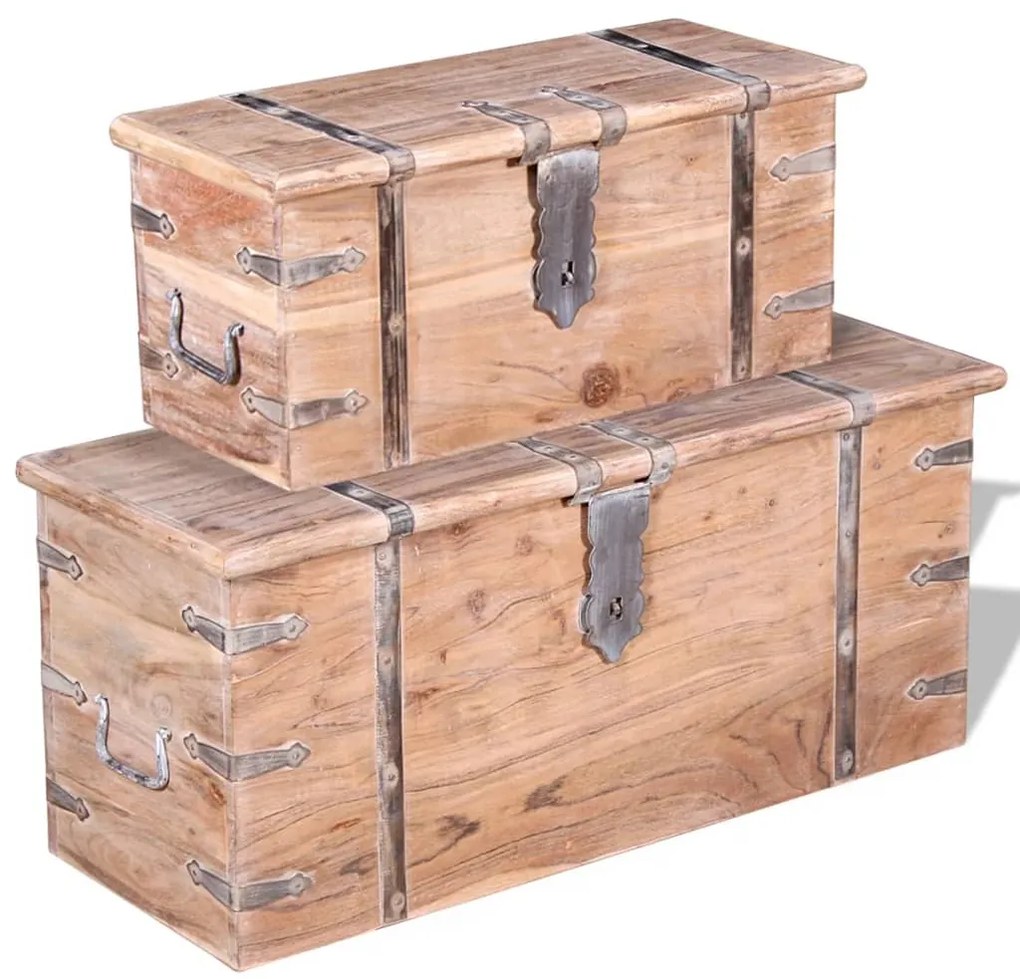 Conjunto de arcas de arrumação 2 pcs madeira maciça de acácia