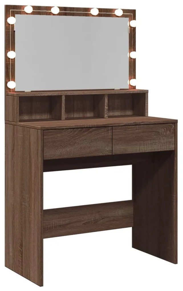 Toucador com LED 80x41x134,5 cm carvalho castanho