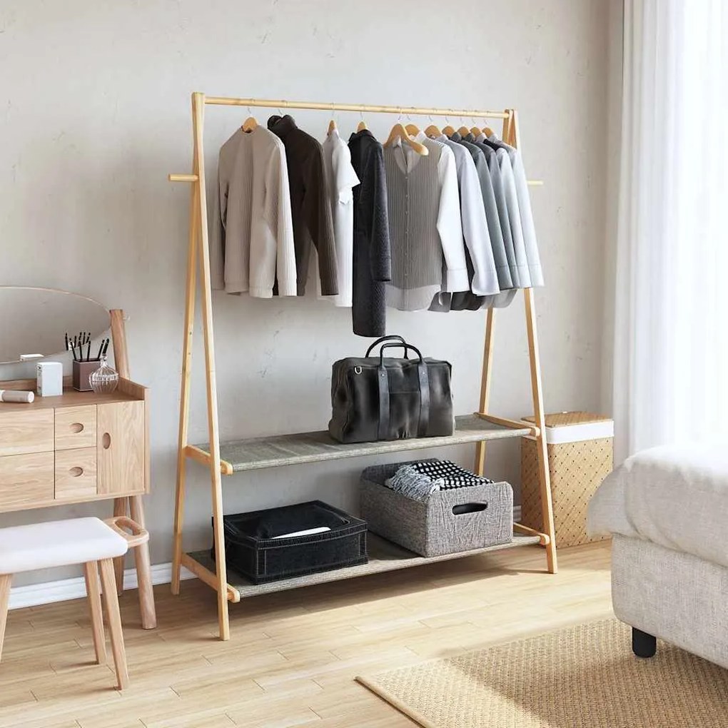 Roupeiro com prateleiras 132x45,5x150,5 cm bambu