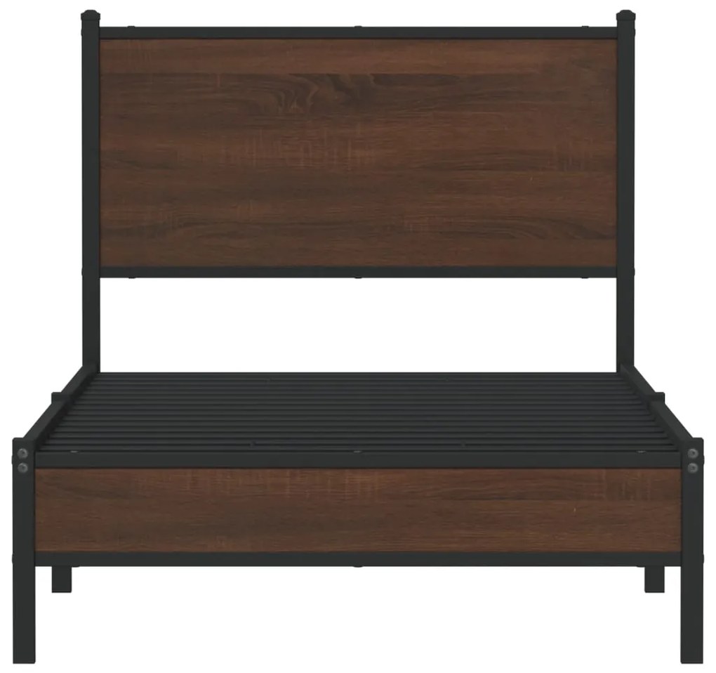 Estrutura de cama sem colchão 90x200 cm metal carvalho castanho