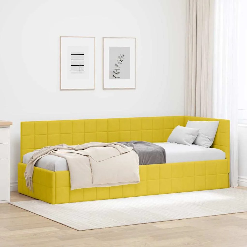 vidaXL Estrutura de Cama de Canto Amarelo 80 cm x 200 cm Veludo