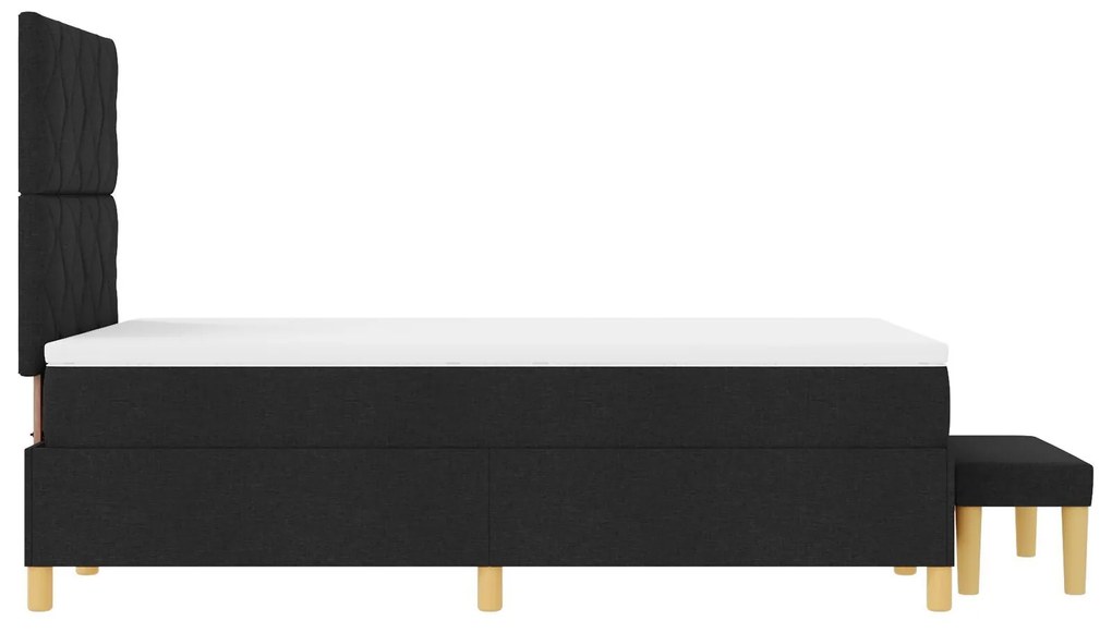 Cama Box Spring com Colchão e Banco Preto 120x200 cm Tecido