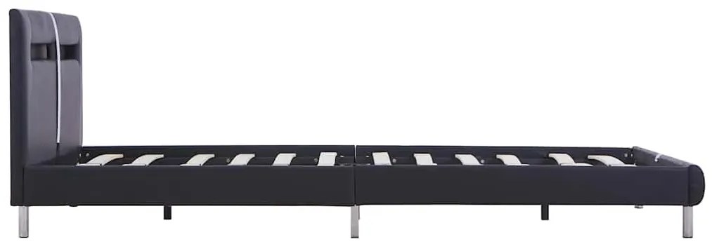 Estrutura de cama com LED 140x200 cm couro artificial preto