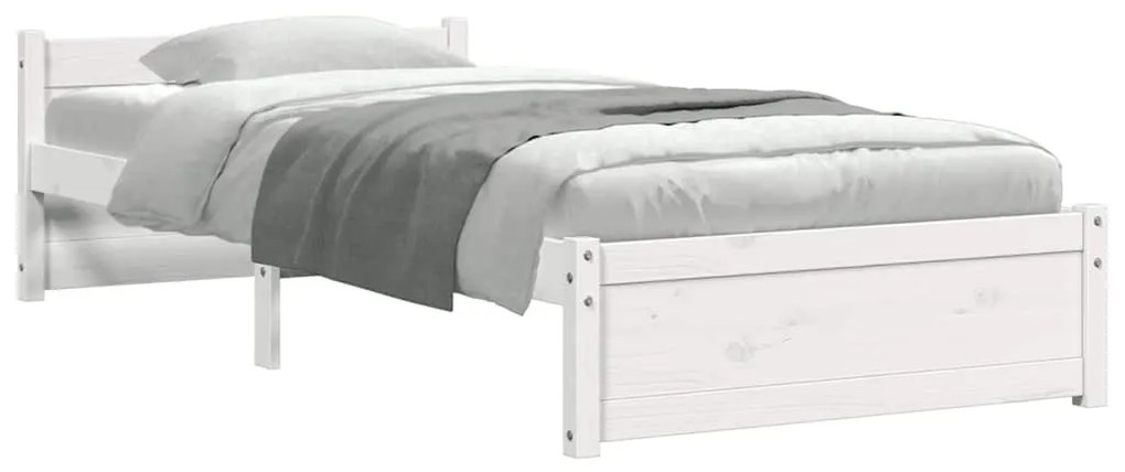 Estrutura cama pequena solteiro 75x190 cm madeira maciça branco
